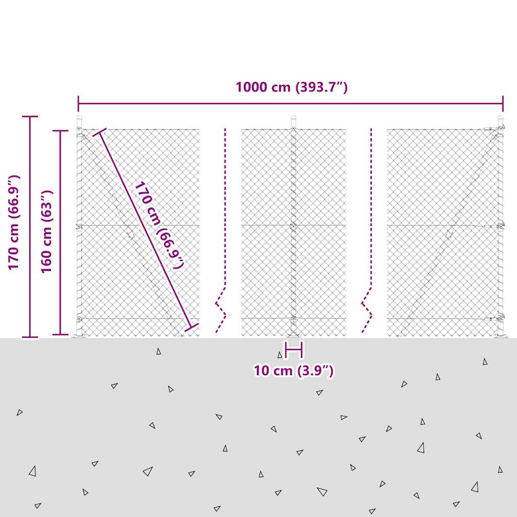 Zavareno žičano ogradno mreža s betonskom podlogom 10 x 1,6 m