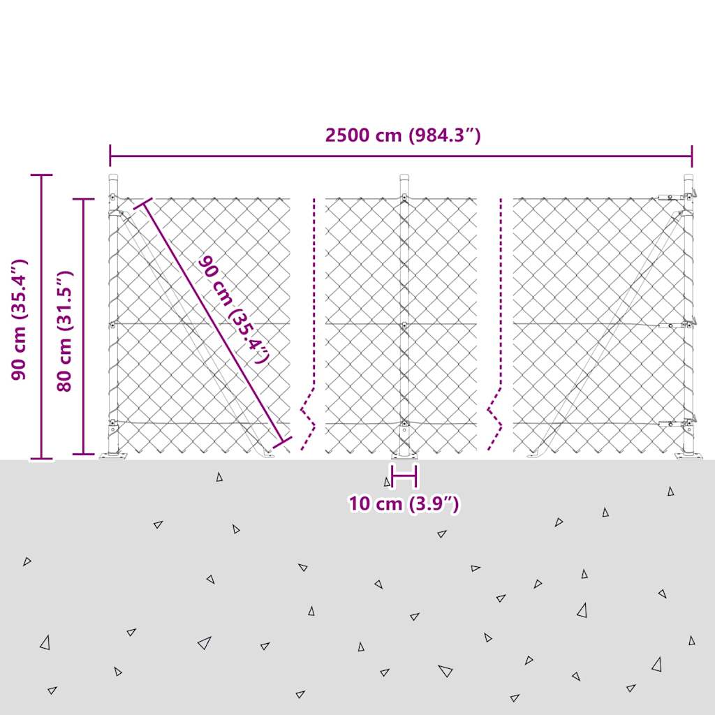 Zavareno žičano ogradno mreža s betonskom podlogom 0,8 x 25 m
