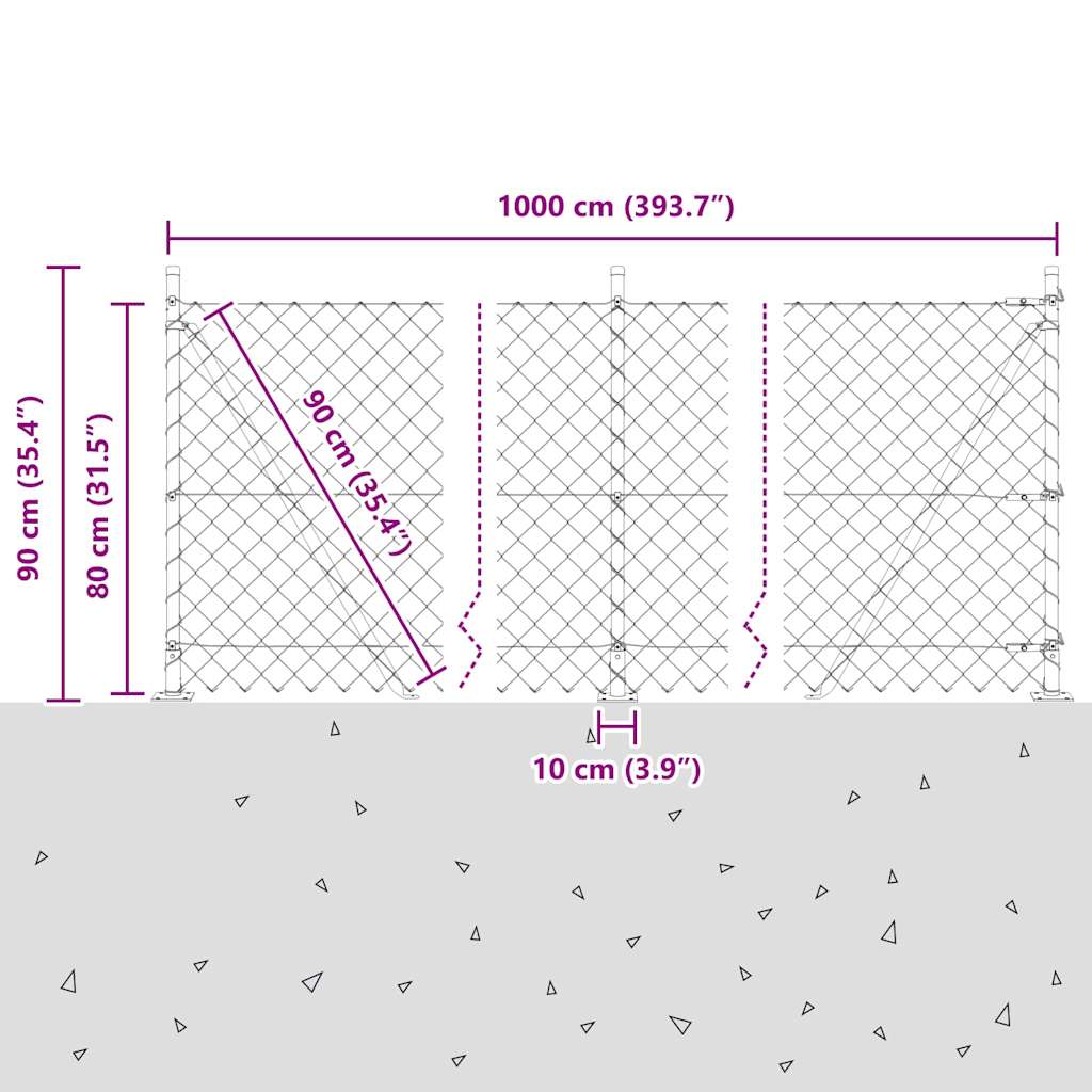 Zavareno žičano ogradno mreža s betonskom podlogom 10 x 0,8 m