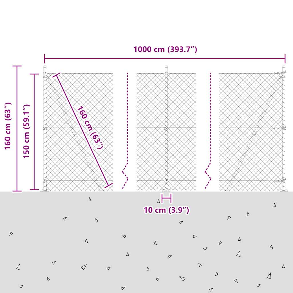 Zavareno žičano ogradno mreža s betonskom podlogom 25 x 1,5 m