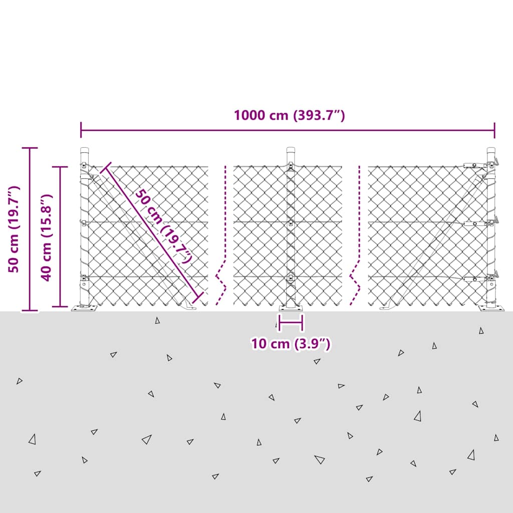 Stup za ogradu Srebrno 10 x 0,4 m (mreža 40 x 40 mm) Čelik