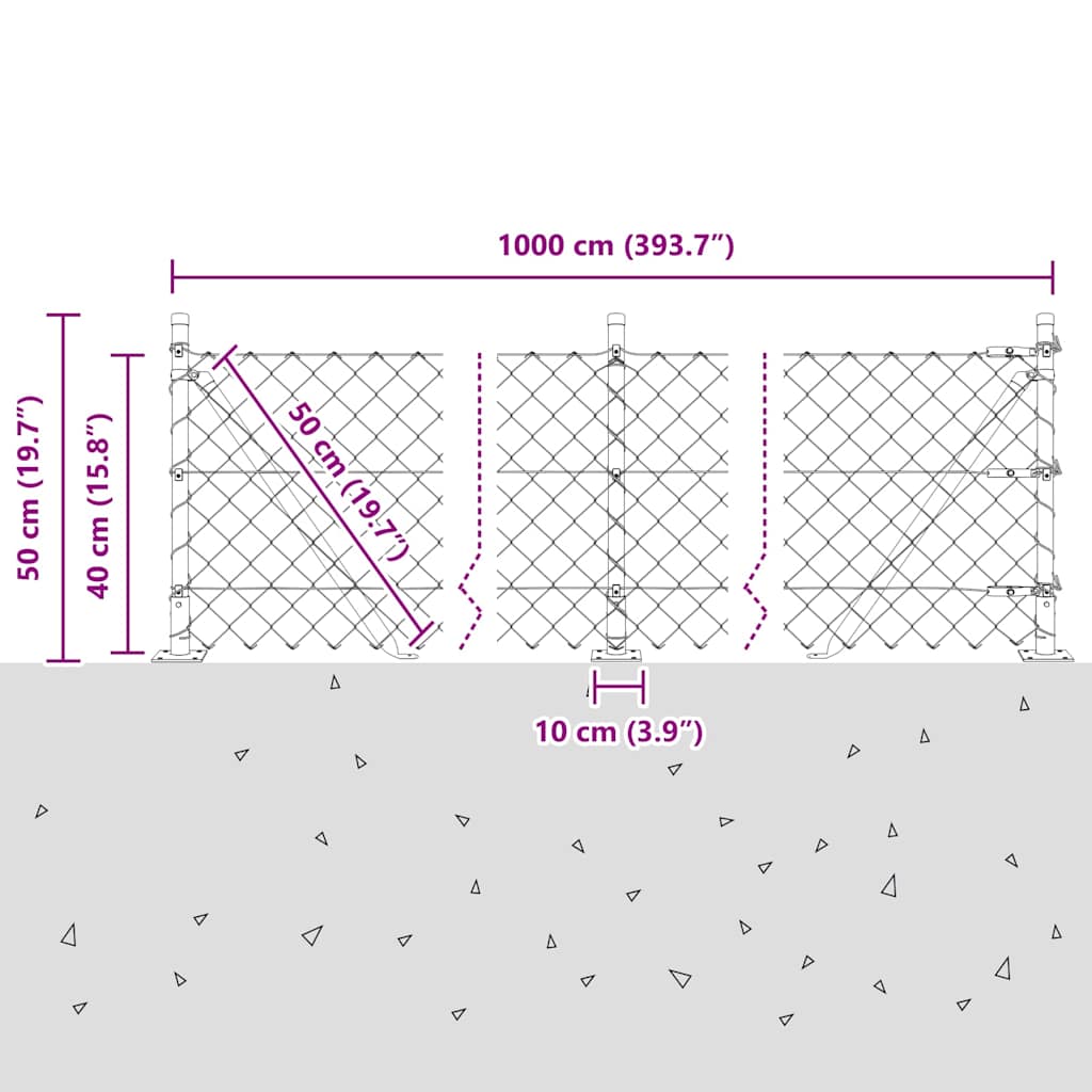 Zavareno žičano ogradno mreža s betonskom podlogom 10 x 0,4 m