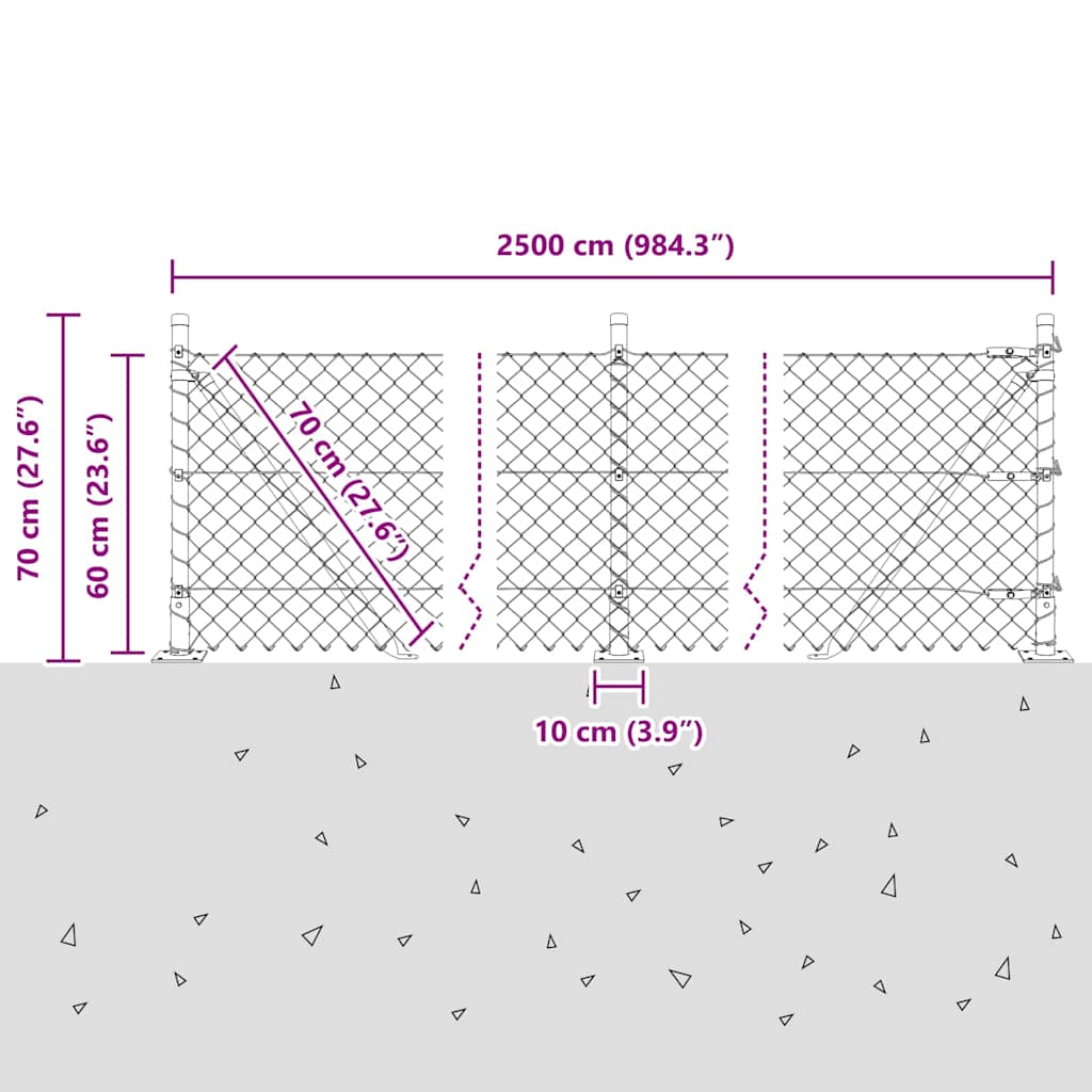 Zavareno žičano ogradno mreža s betonskom podlogom 25 x 0,6 m