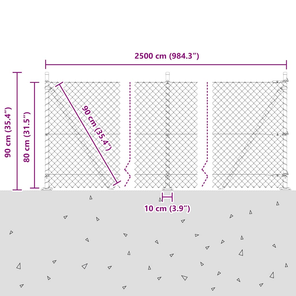 Zavareno žičano ogradno mreža s betonskom podlogom 25 x 0,8 m