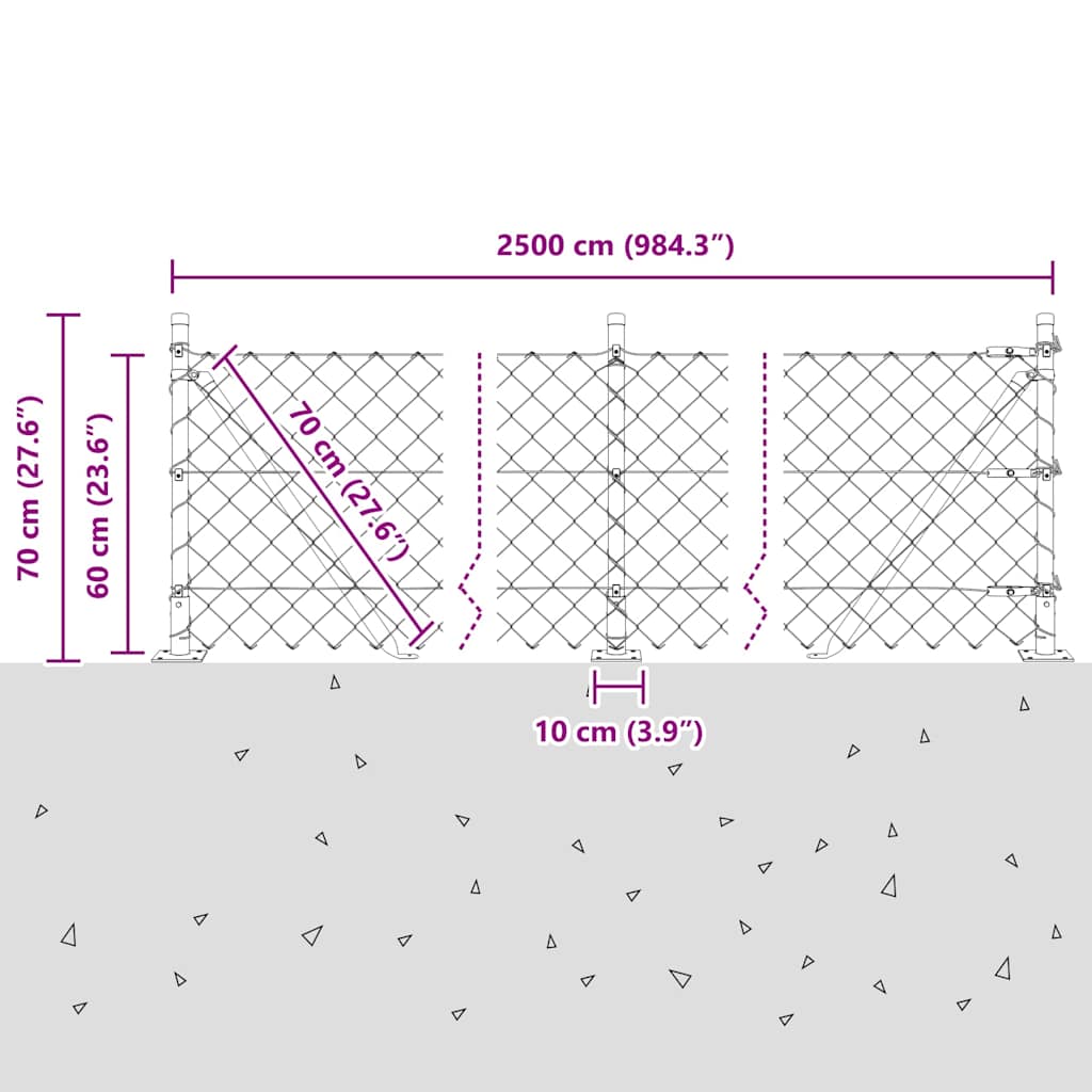 Zavareno žičano ogradno mreža s betonskom podlogom 25 x 0,6 m
