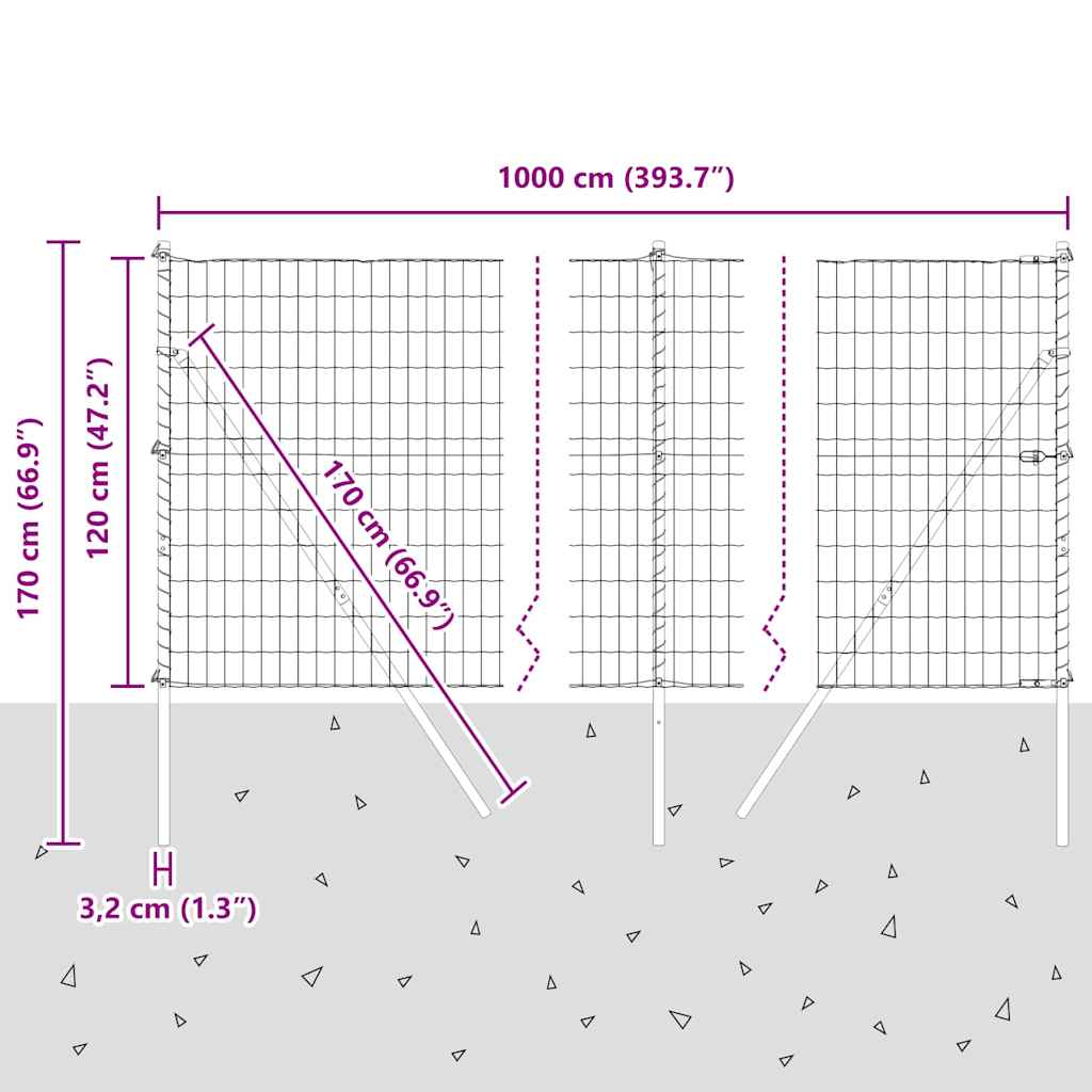 Temeljna zavarena žičana ograda 10 x 1,2 m (Š x V)