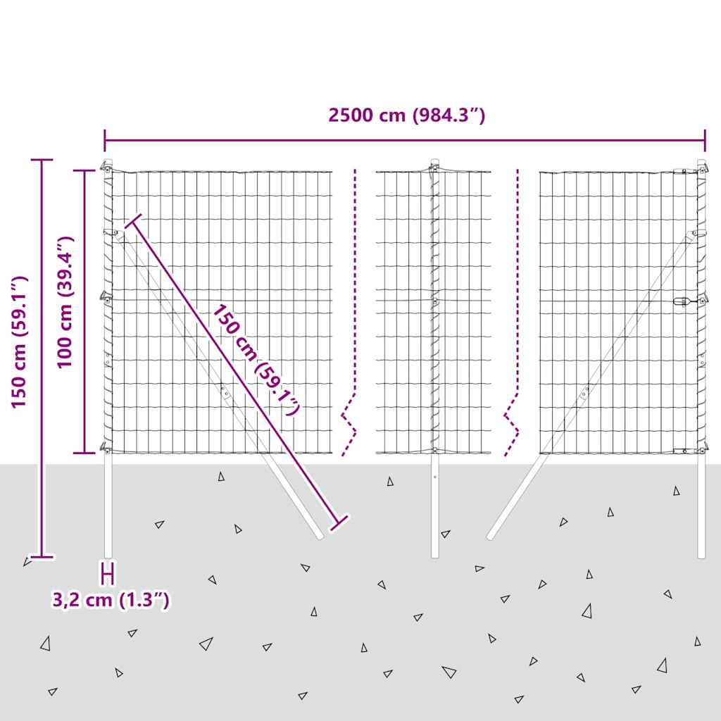 Temeljna zavarena žičana ograda 25 x 1 m (Š x V)