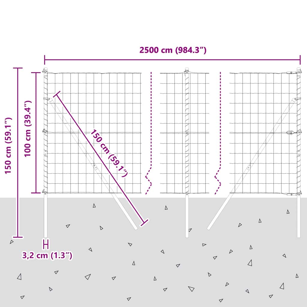 Temeljna zavarena žičana ograda 25 x 1 m (Š x V)