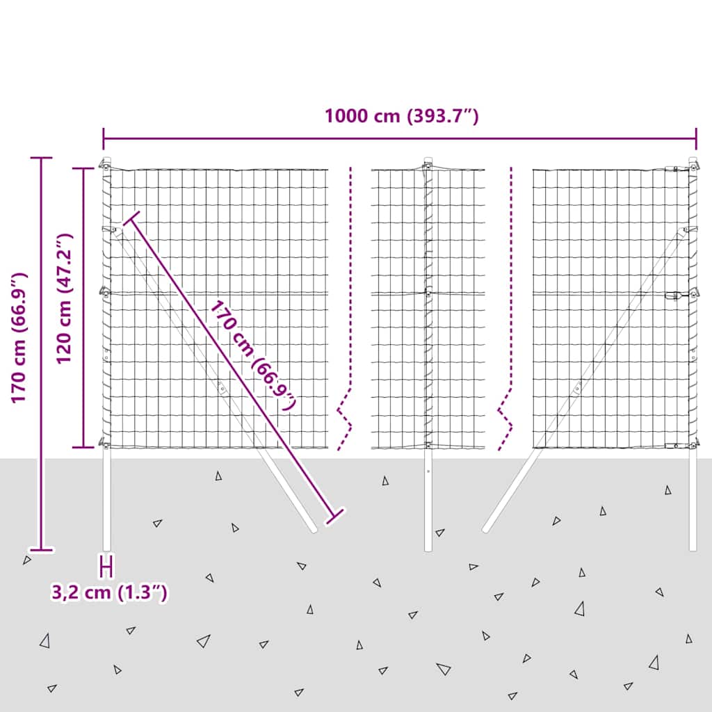 Temeljna zavarena žičana ograda 10 x 1,2 m (Š x V)