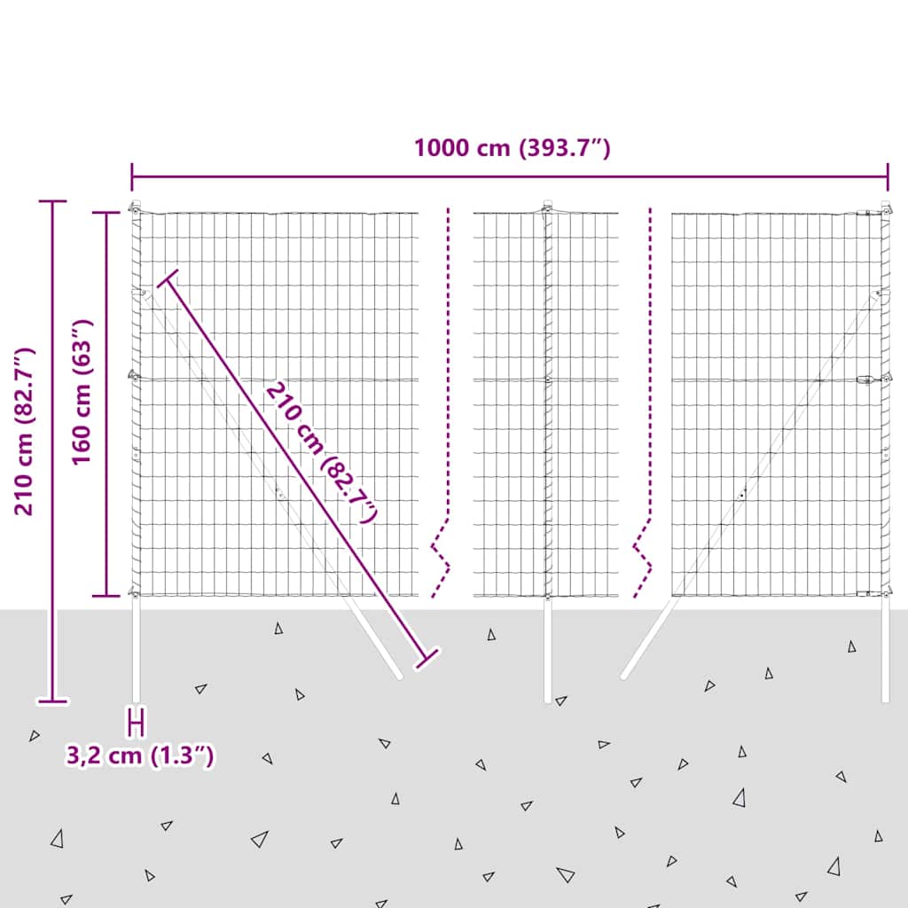 Temeljna zavarena žičana ograda 10 x 1,6 m (Š x V)