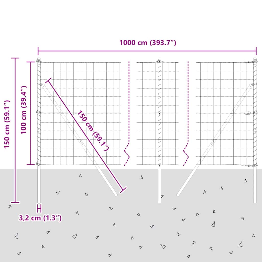 Temeljna zavarena žičana ograda 10 x 1 m (Š x V)