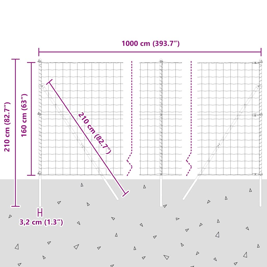 Temeljna zavarena žičana ograda 10 x 1,6 m (Š x V)