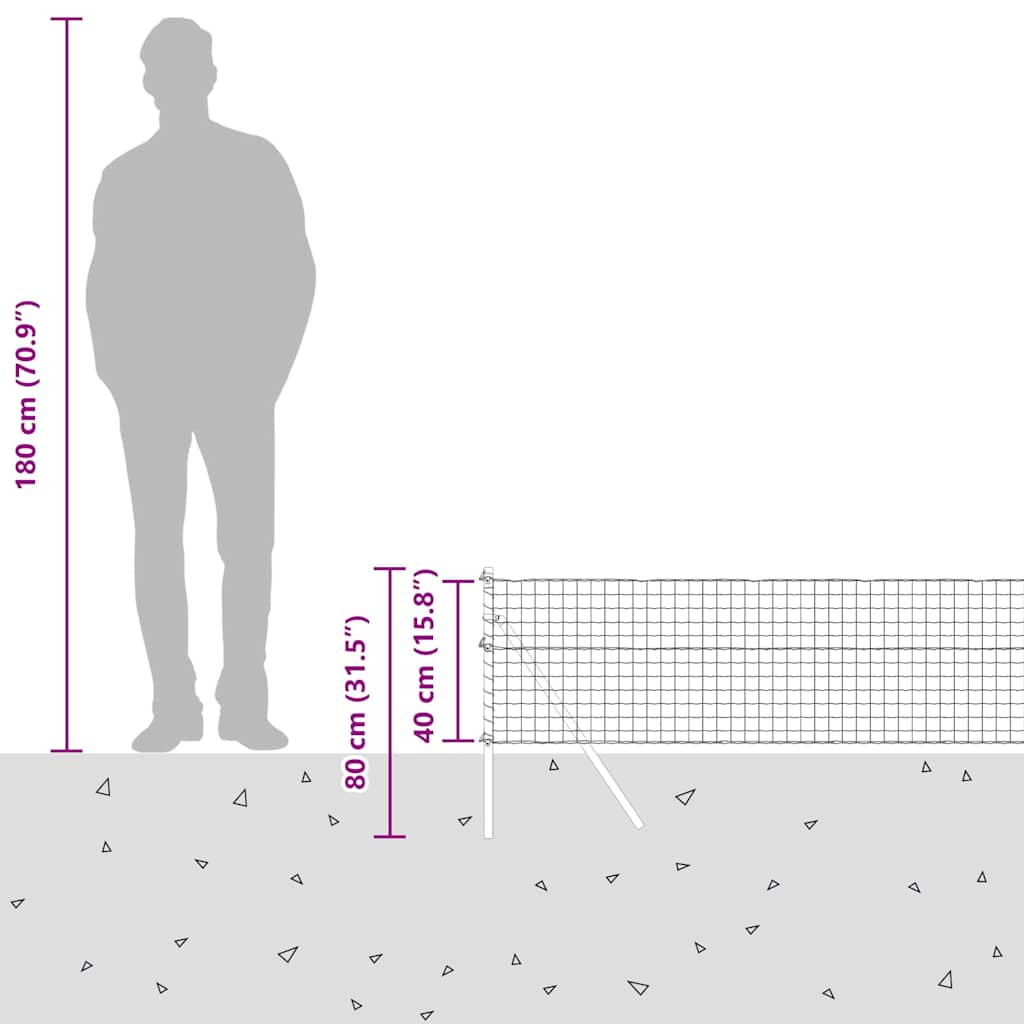 Ograda s postovima Siva 0,4 x 50 m Čelik i PVC