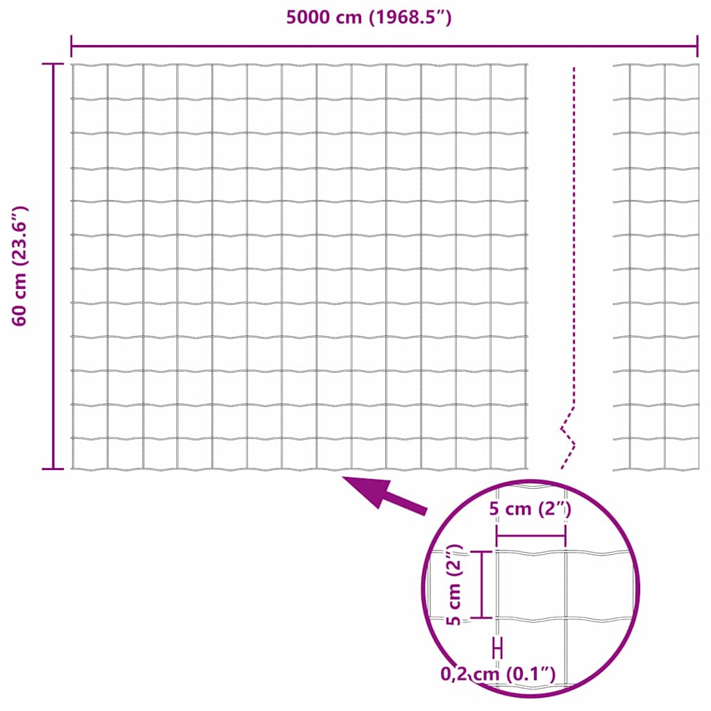 Ograda s postovima Siva 0,6 x 50 m Čelik i PVC