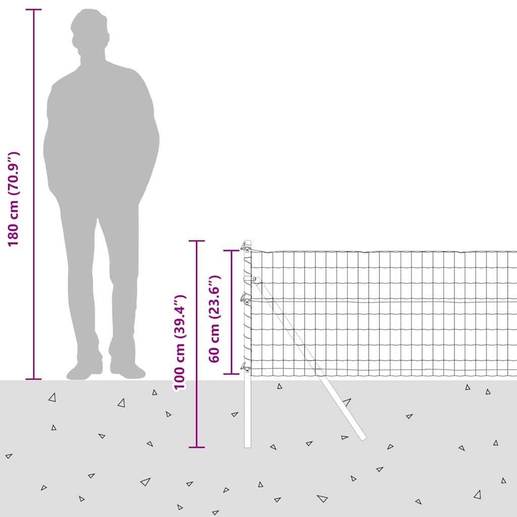 Ograda s postovima Siva 0,6 x 50 m Čelik i PVC