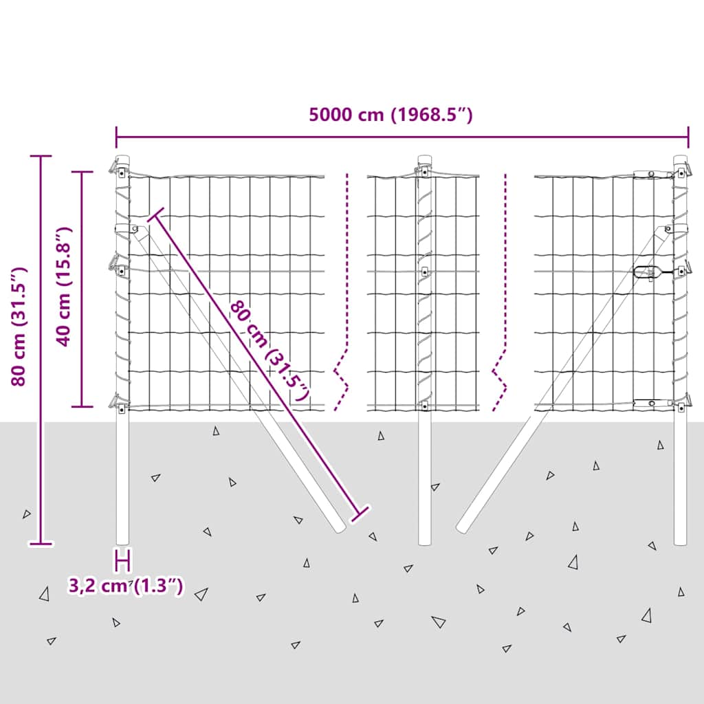 Temeljna zavarena žičana ograda 50 x 0,4 m (Š x V)