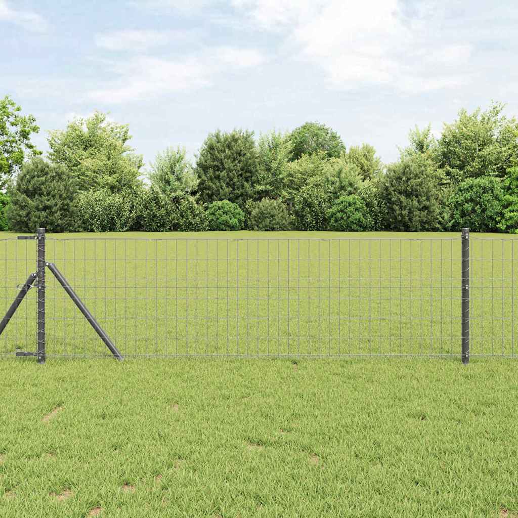 Ograda s postovima Siva 0,6 x 50 m Čelik i PVC