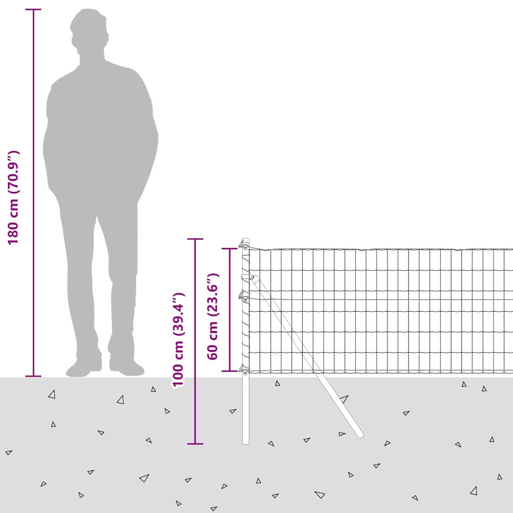 Ograda s postovima Siva 0,6 x 50 m Čelik i PVC