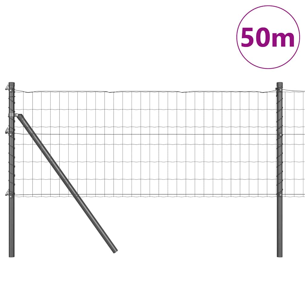 Ograda s postovima Siva 0,6 x 50 m Čelik i PVC