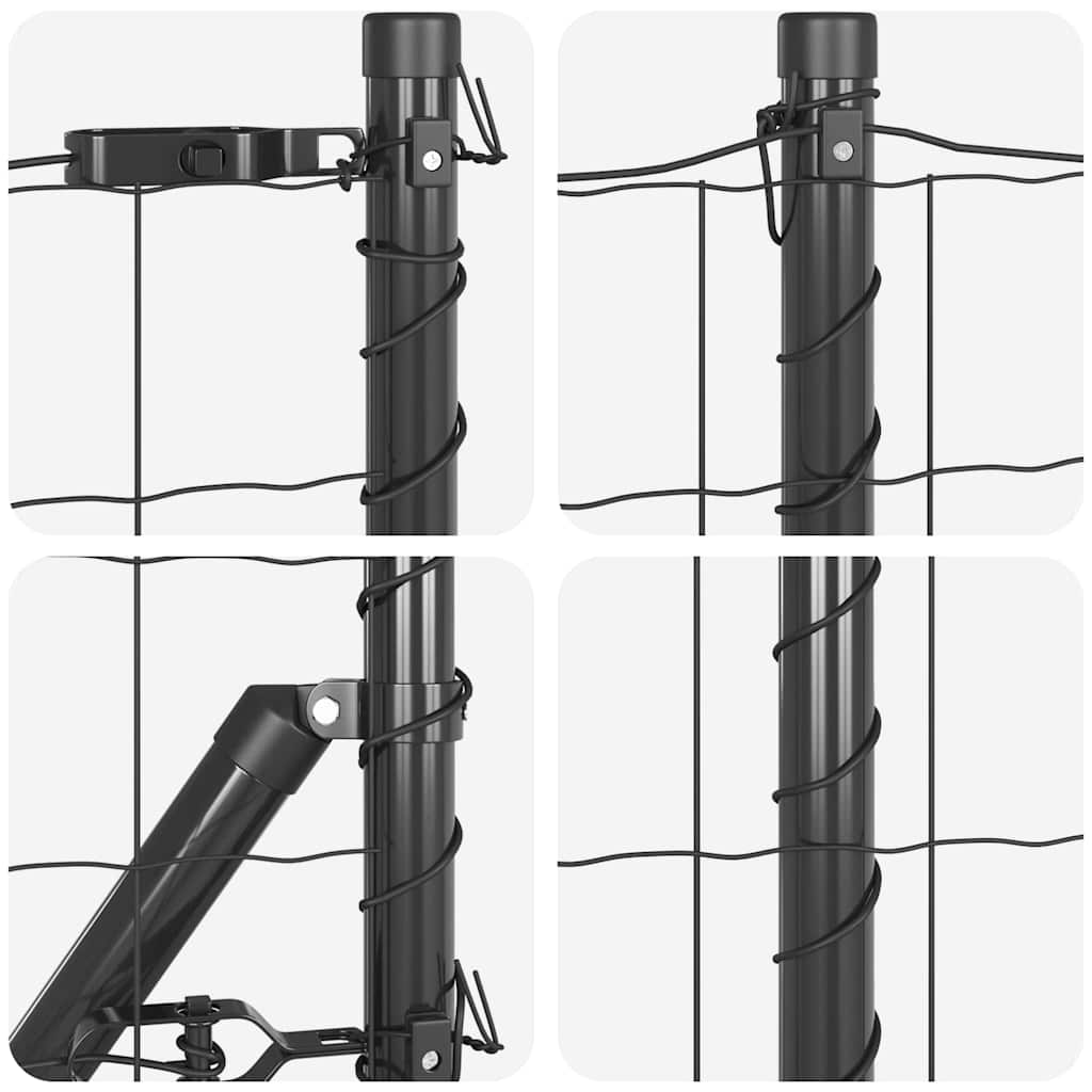 Ograda s postovima Siva 0,4 x 50 m Čelik i PVC