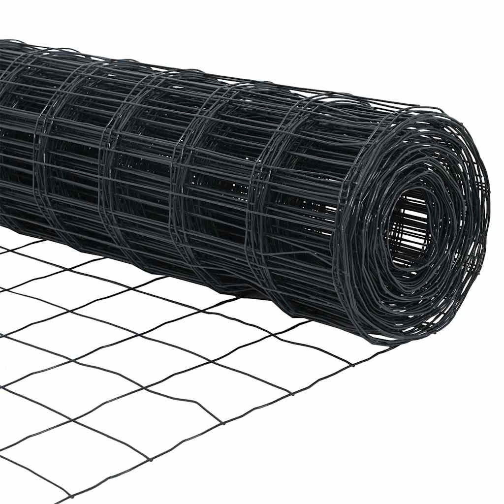 Ograda s postovima Siva 0,4 x 50 m Čelik i PVC
