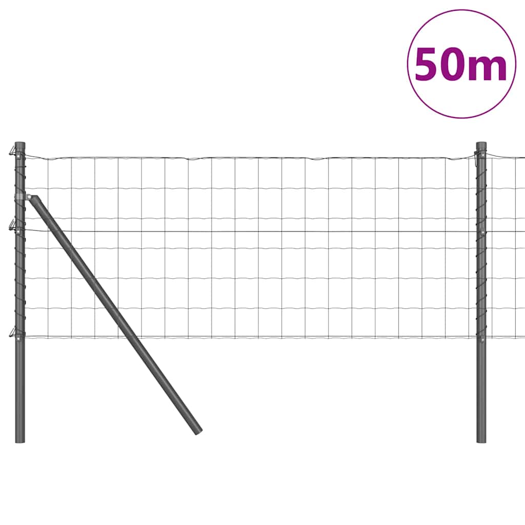 Ograda s postovima Siva 0,4 x 50 m Čelik i PVC