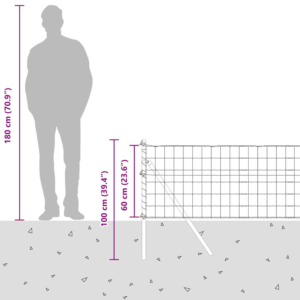 Ograda s postovima Siva 0,6 x 50 m Čelik i PVC