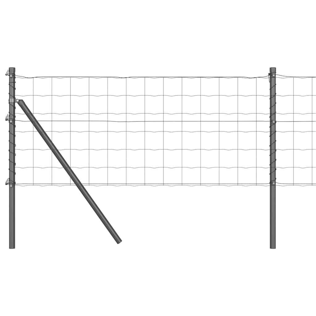 Ograda s postovima Siva 0,4 x 50 m Čelik i PVC
