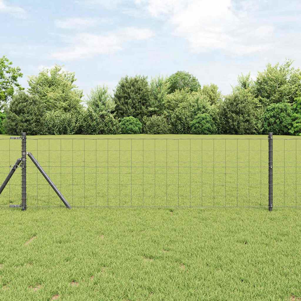 Ograda s postovima Siva 0,6 x 50 m Čelik i PVC