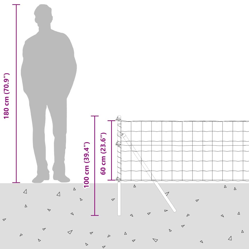 Ograda s postovima Siva 0,6 x 50 m Čelik i PVC