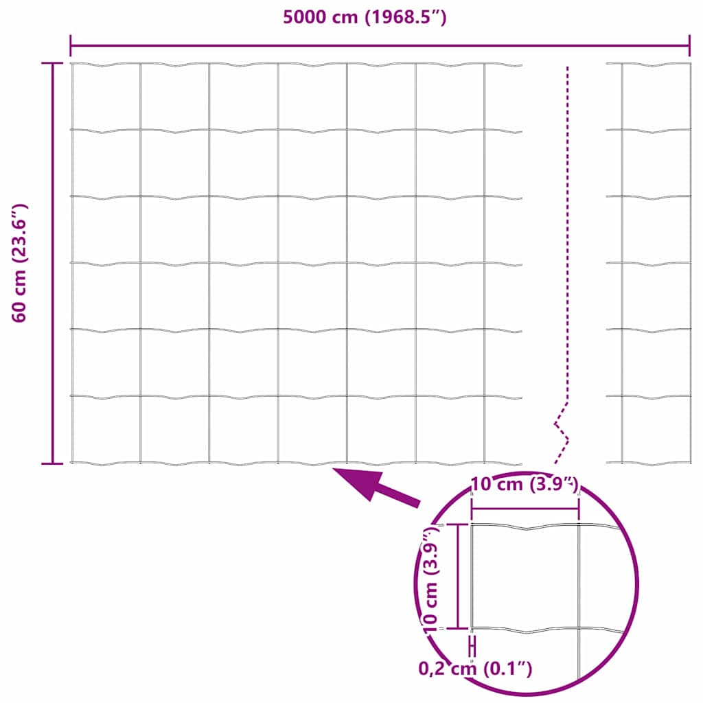 Ograda s postovima Siva 0,6 x 50 m Čelik i PVC
