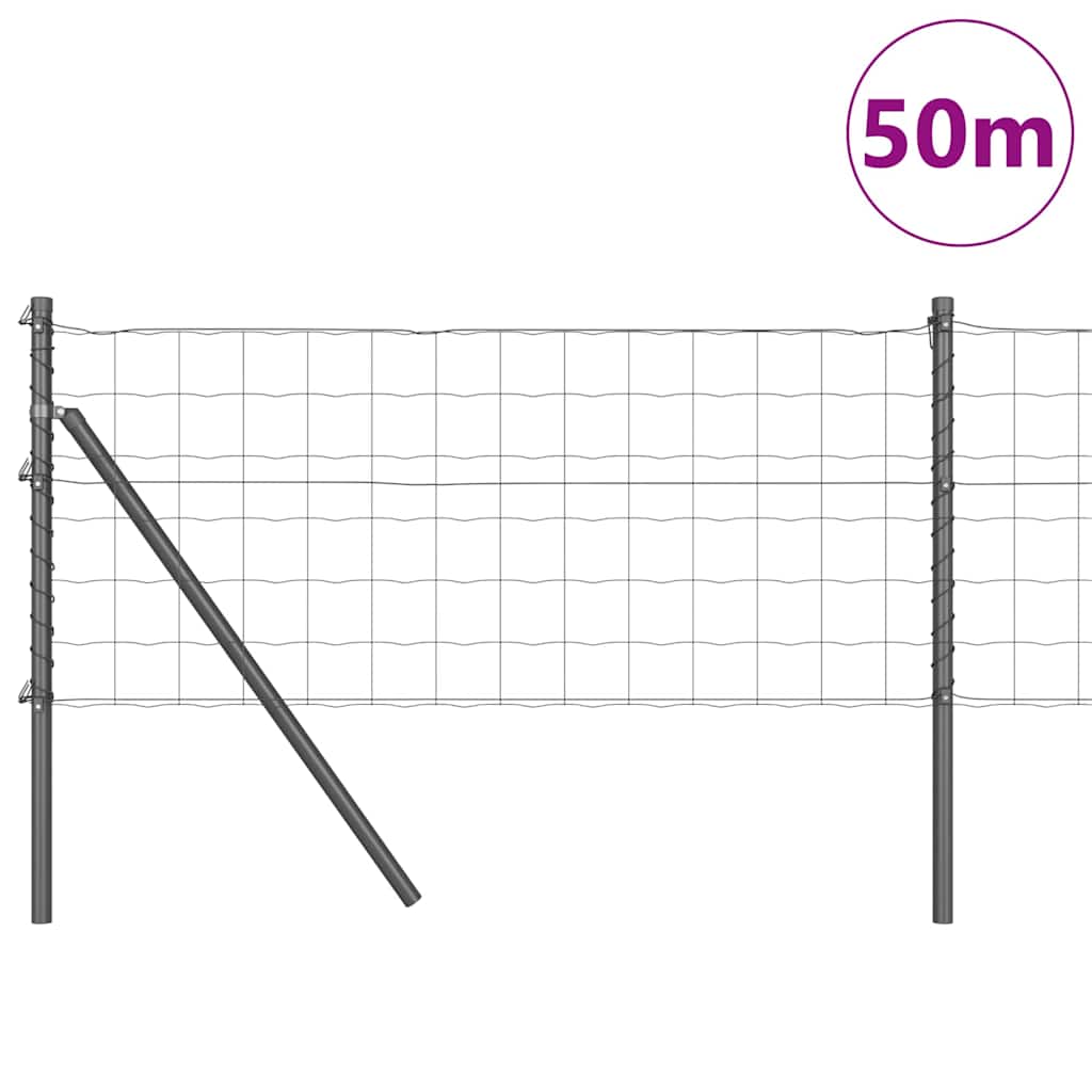 Ograda s postovima Siva 0,6 x 50 m Čelik i PVC