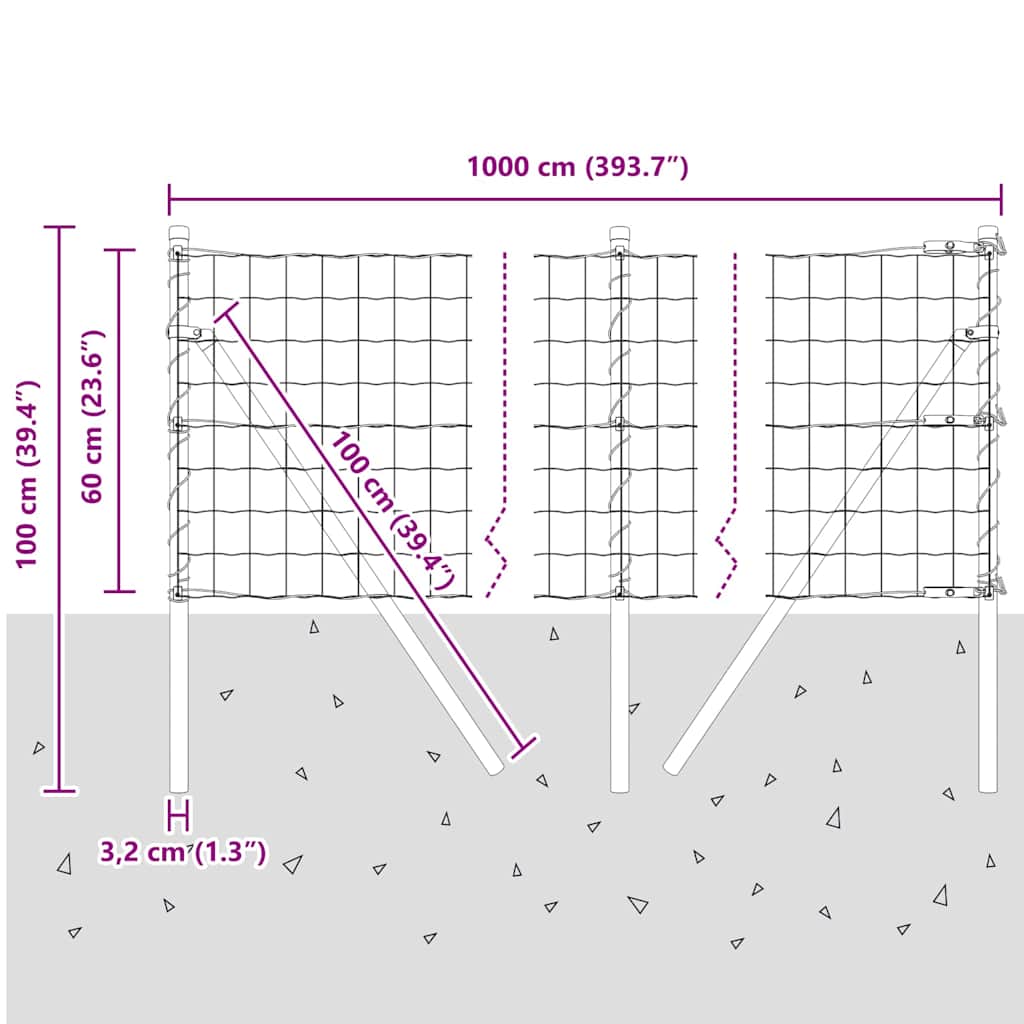 Temeljna zavarena žičana ograda 10 x 0,6 m (Š x V)