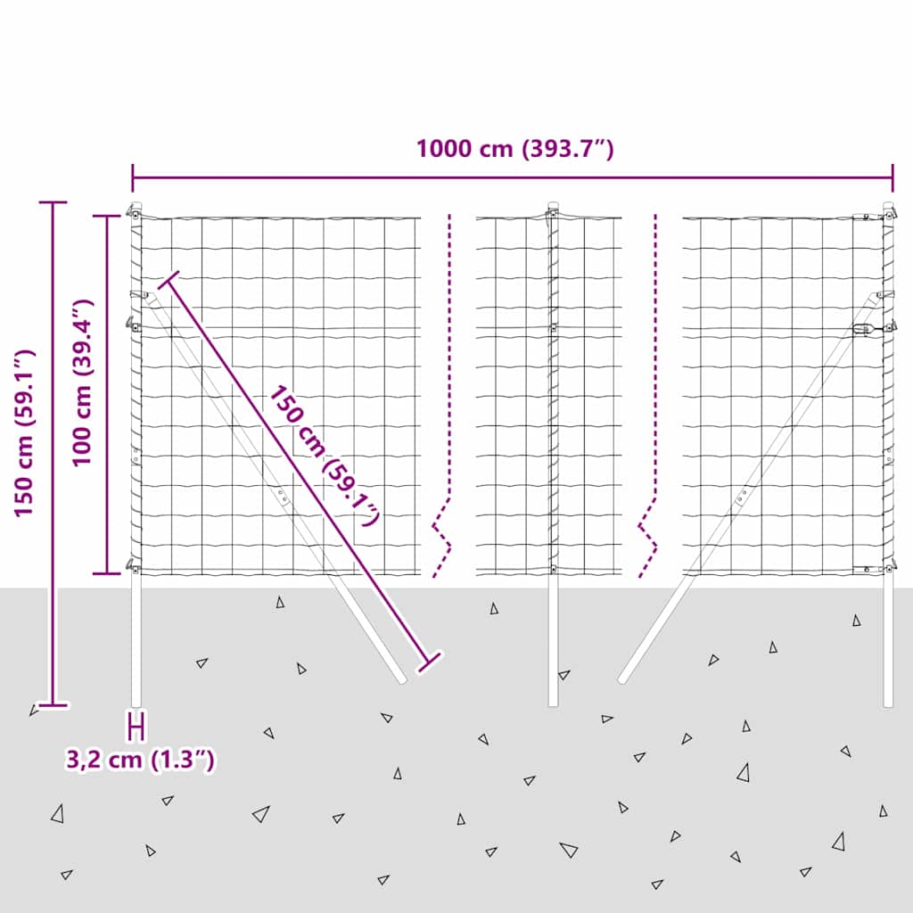 Temeljna zavarena žičana ograda 10 x 1 m (Š x V)