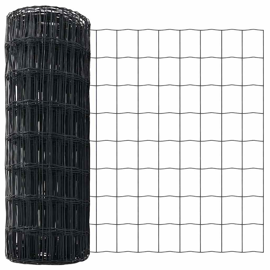 Ograda s postovima Siva 0,4 x 50 m Čelik i PVC
