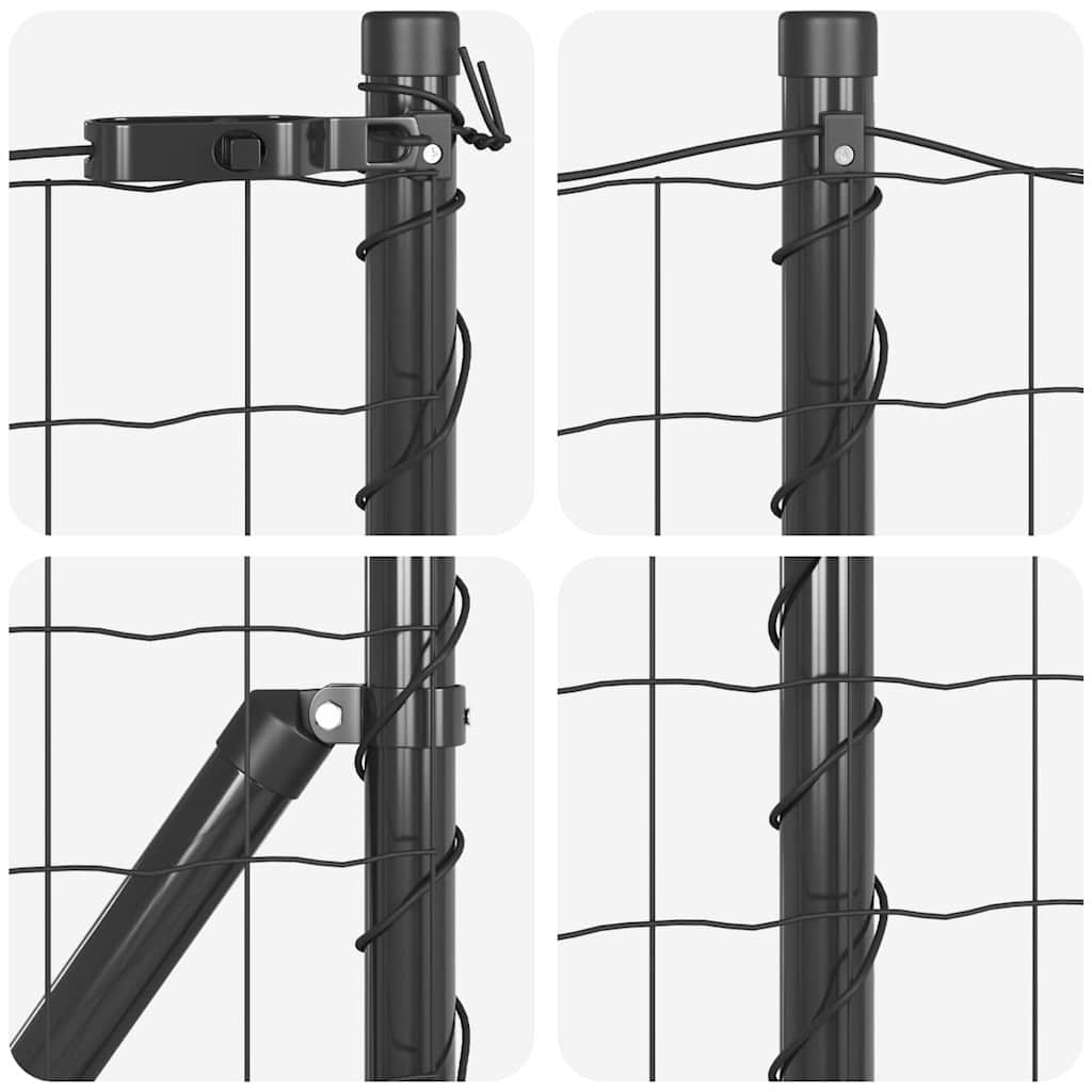 Ograda s postovima Siva 0,6 x 50 m Čelik i PVC