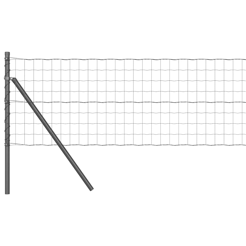 Ograda s postovima Siva 0,6 x 50 m Čelik i PVC
