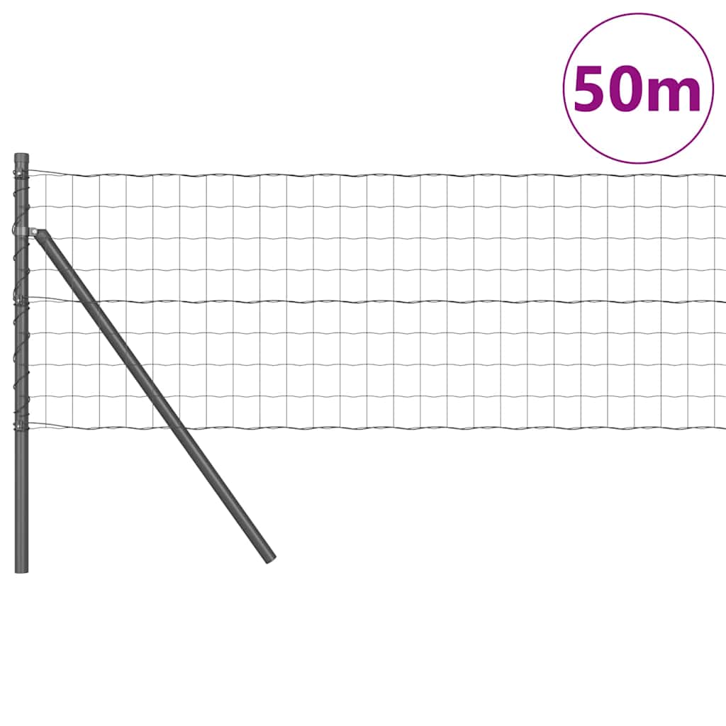 Ograda s postovima Siva 0,6 x 50 m Čelik i PVC
