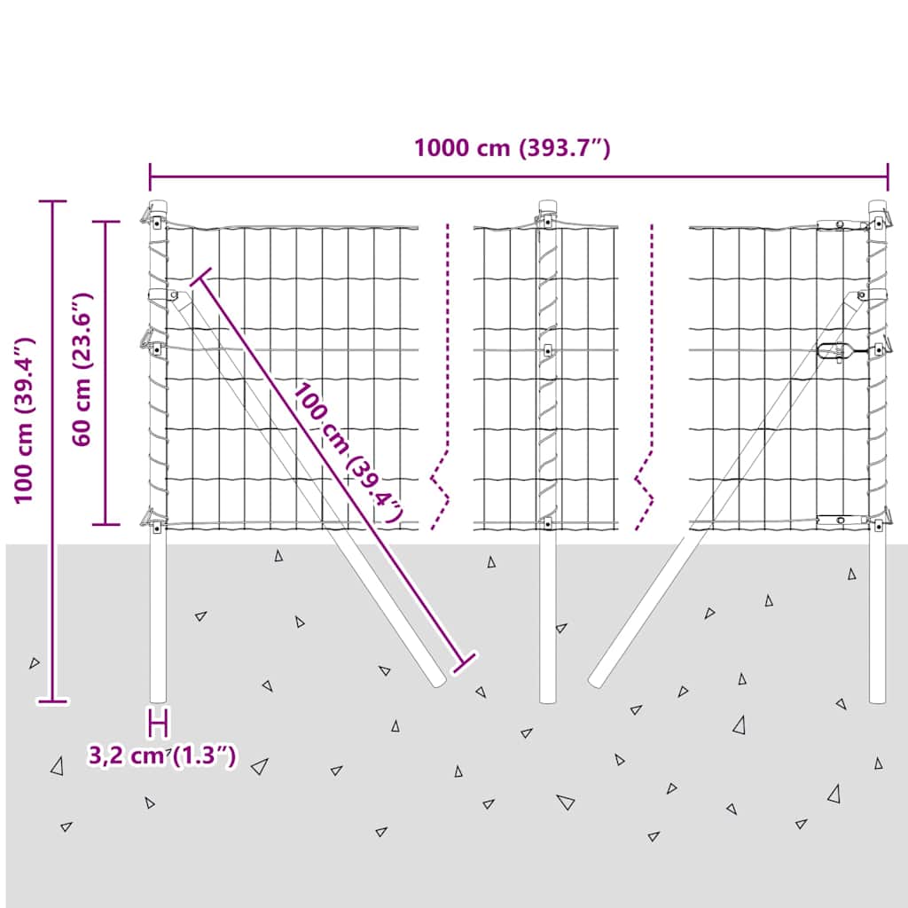 Temeljna zavarena žičana ograda 10 x 0,6 m (Š x V)