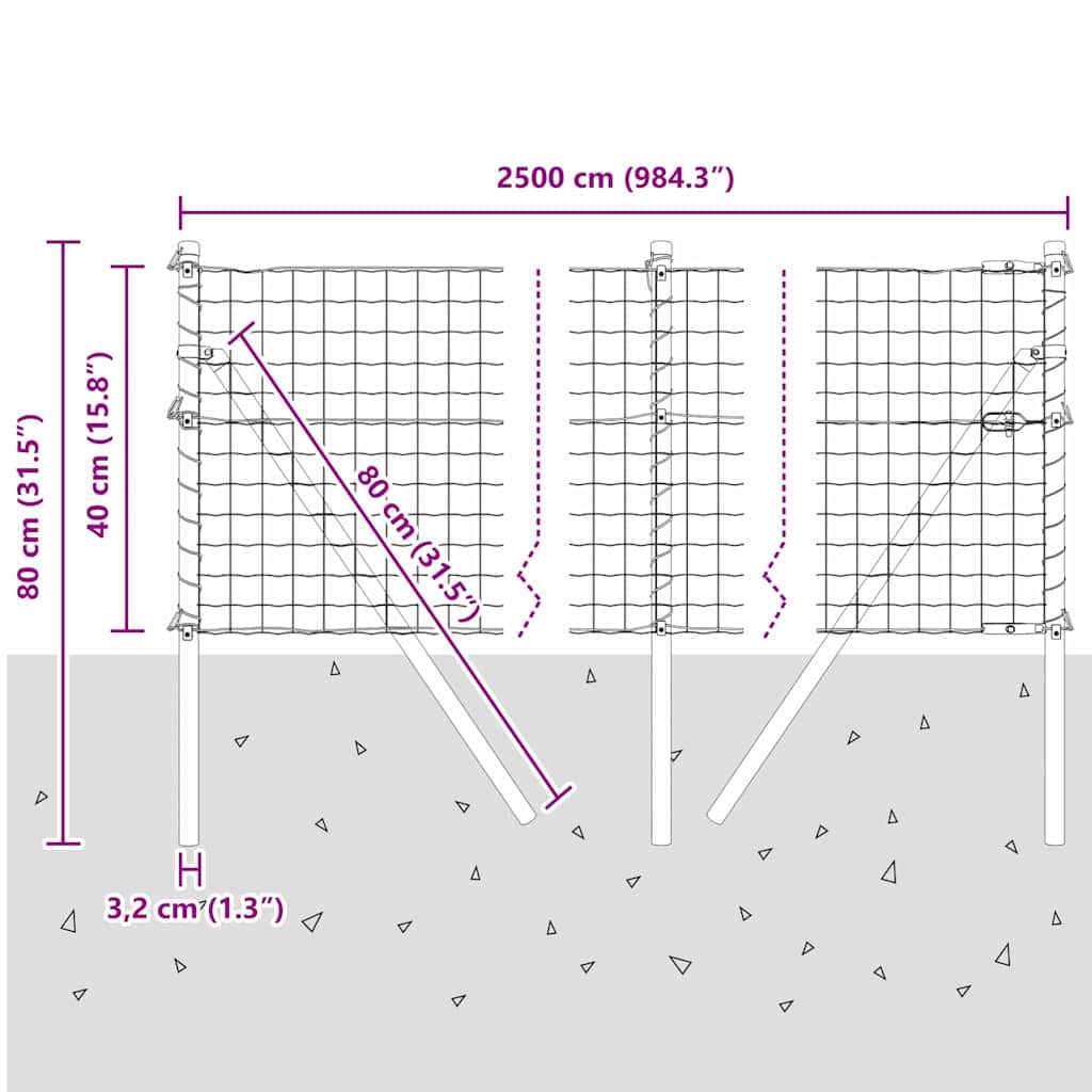 Temeljna zavarena žičana ograda 25 x 0,4 m (Š x V)