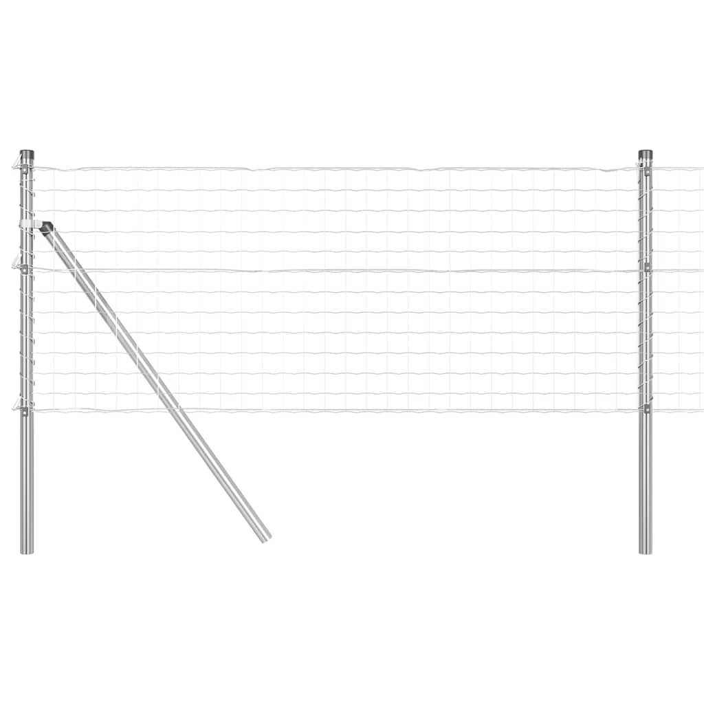 Ograda s postovima Srebrno 0,8 x 25 m Čelik i PVC