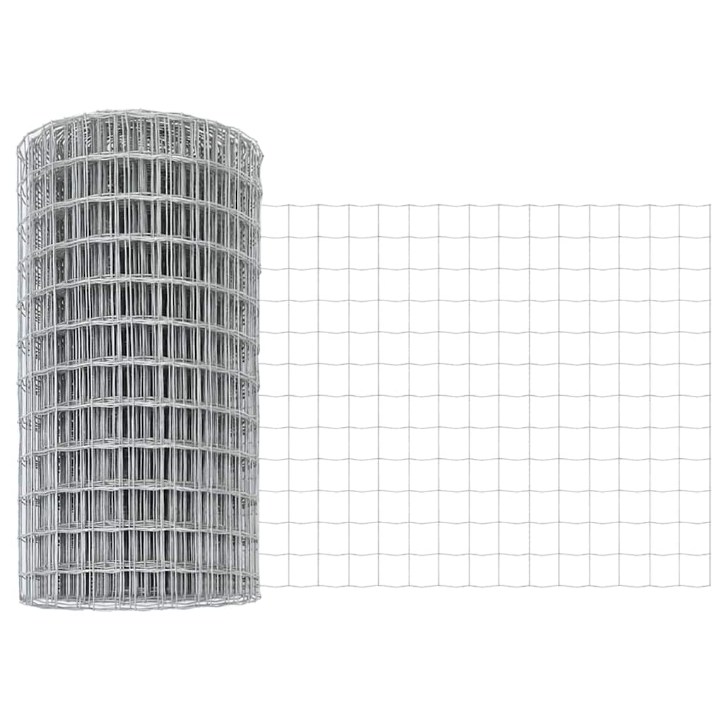 Ograda s postovima Srebrno 0,8 x 25 m Čelik i PVC