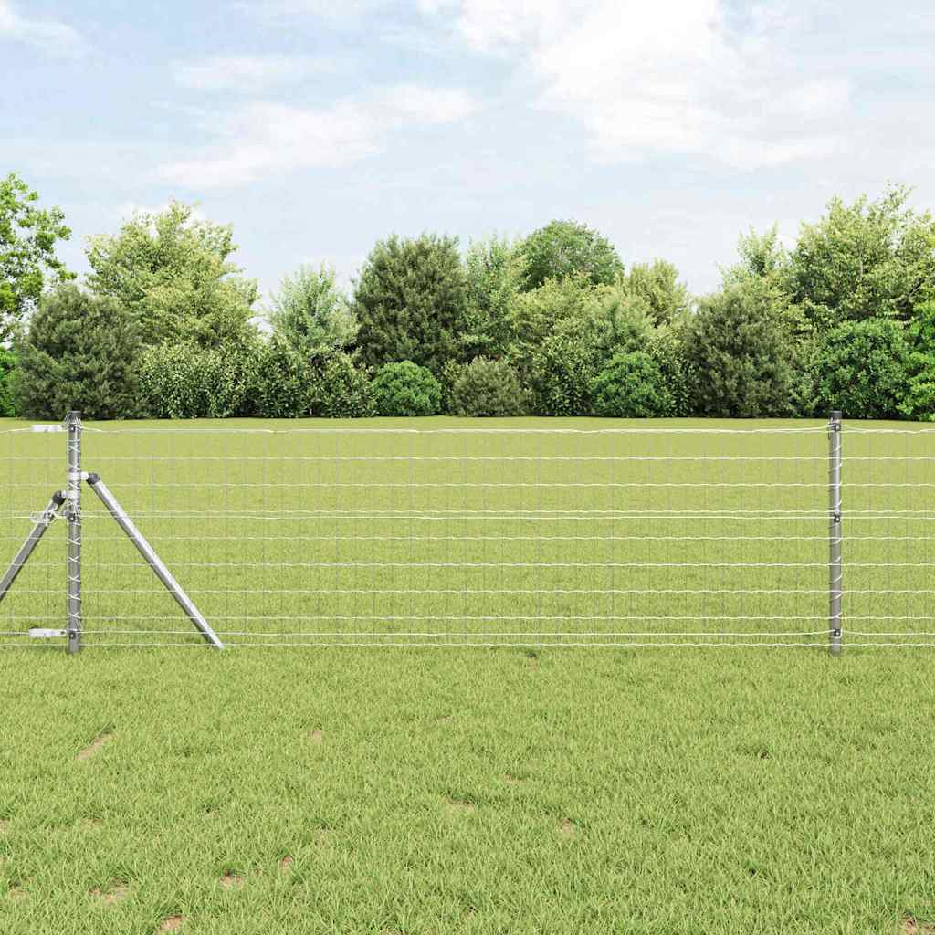 Ograda s postovima Srebrno 0,8 x 25 m Čelik i PVC