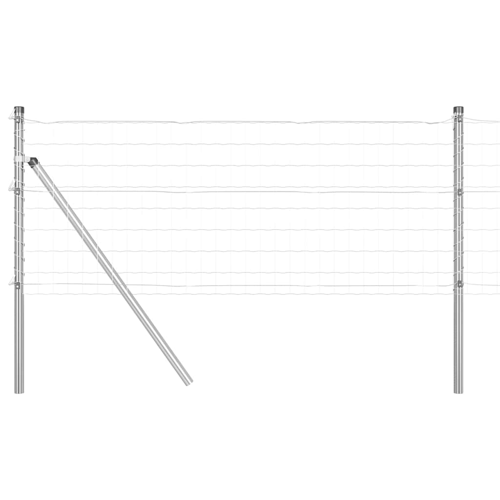 Ograda s postovima Srebrno 0,8 x 25 m Čelik i PVC