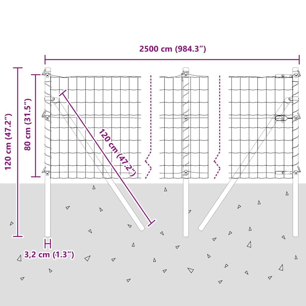 Ograda s postovima Srebrno 0,8 x 25 m Čelik i PVC