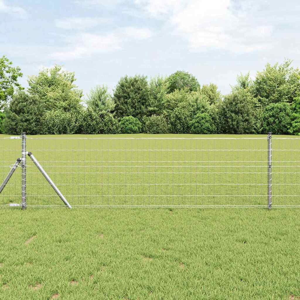 Ograda s postovima Srebrno 0,8 x 25 m Čelik i PVC