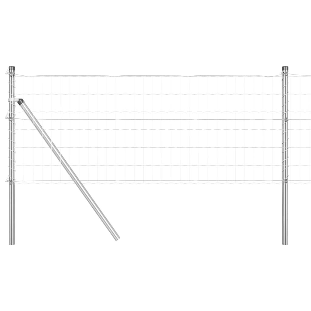 Ograda s postovima Srebrno 0,8 x 25 m Čelik i PVC