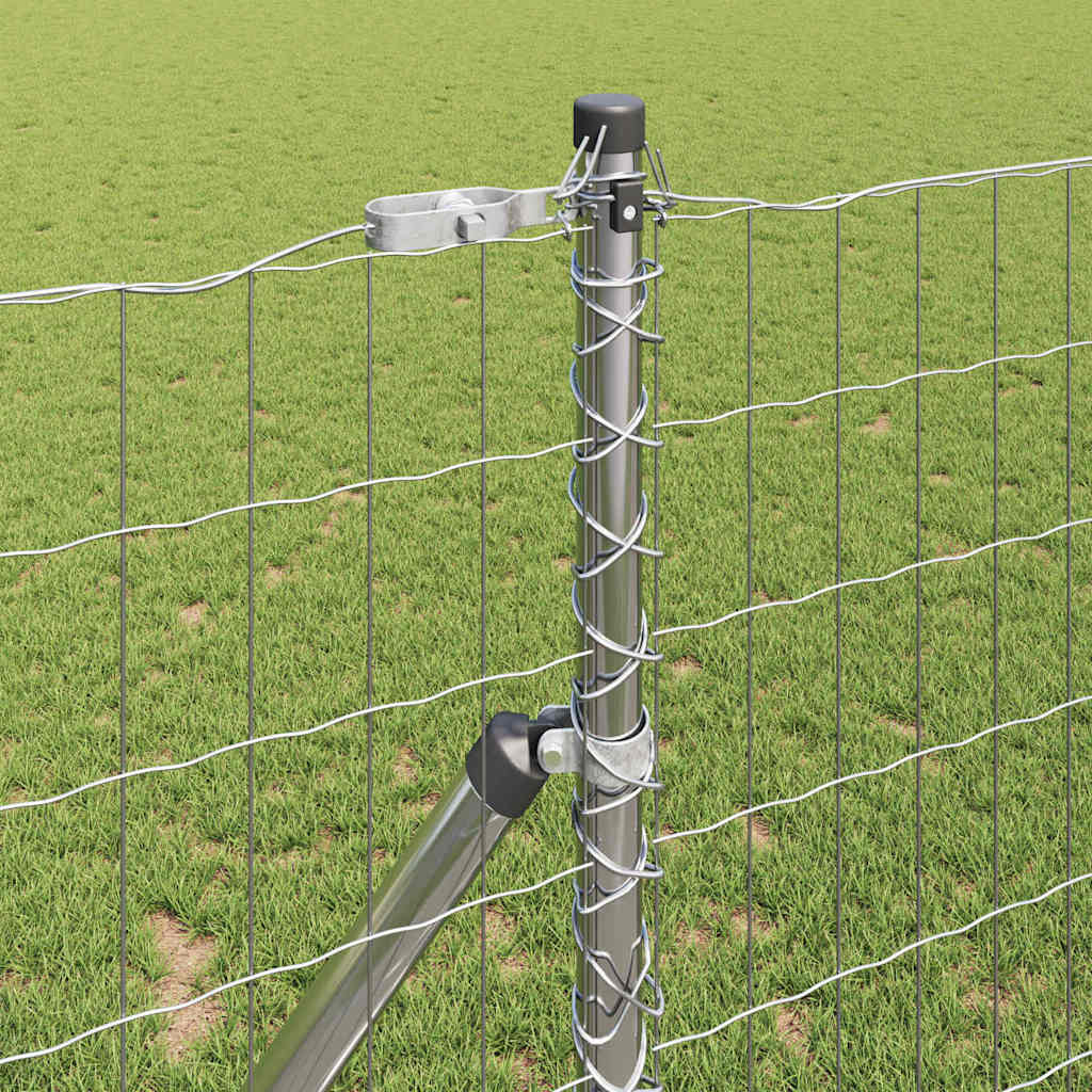 Ograda s postovima Srebrno 1,2 x 25 m Čelik i PVC