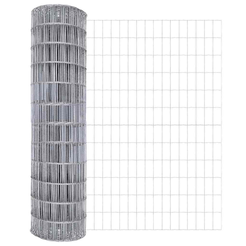 Ograda s postovima Srebrno 1,2 x 25 m Čelik i PVC