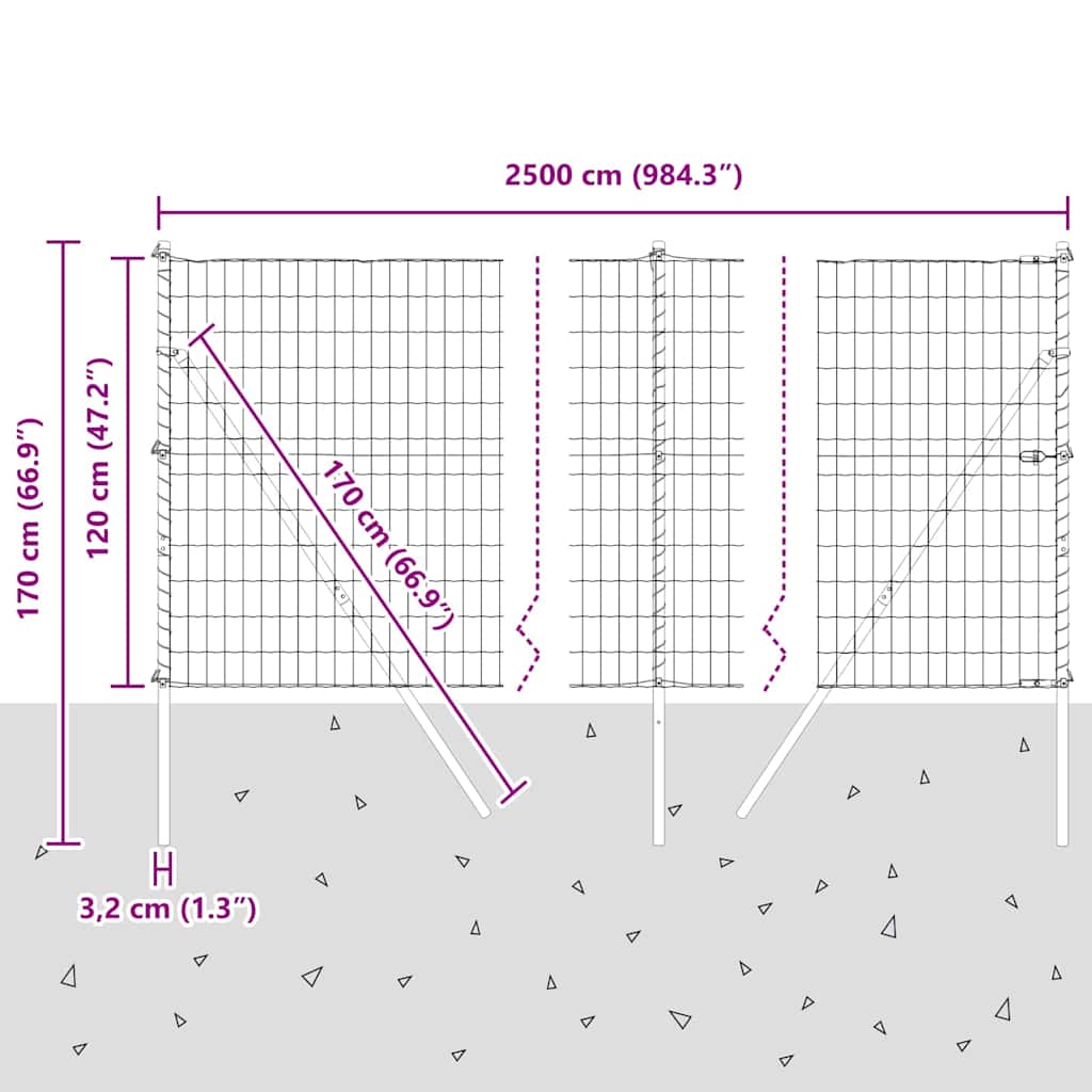 Ograda s postovima Srebrno 1,2 x 25 m Čelik i PVC